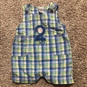 OshKosh B'gosh Vintage Blue and Green Baby Romper‎ 0-3M